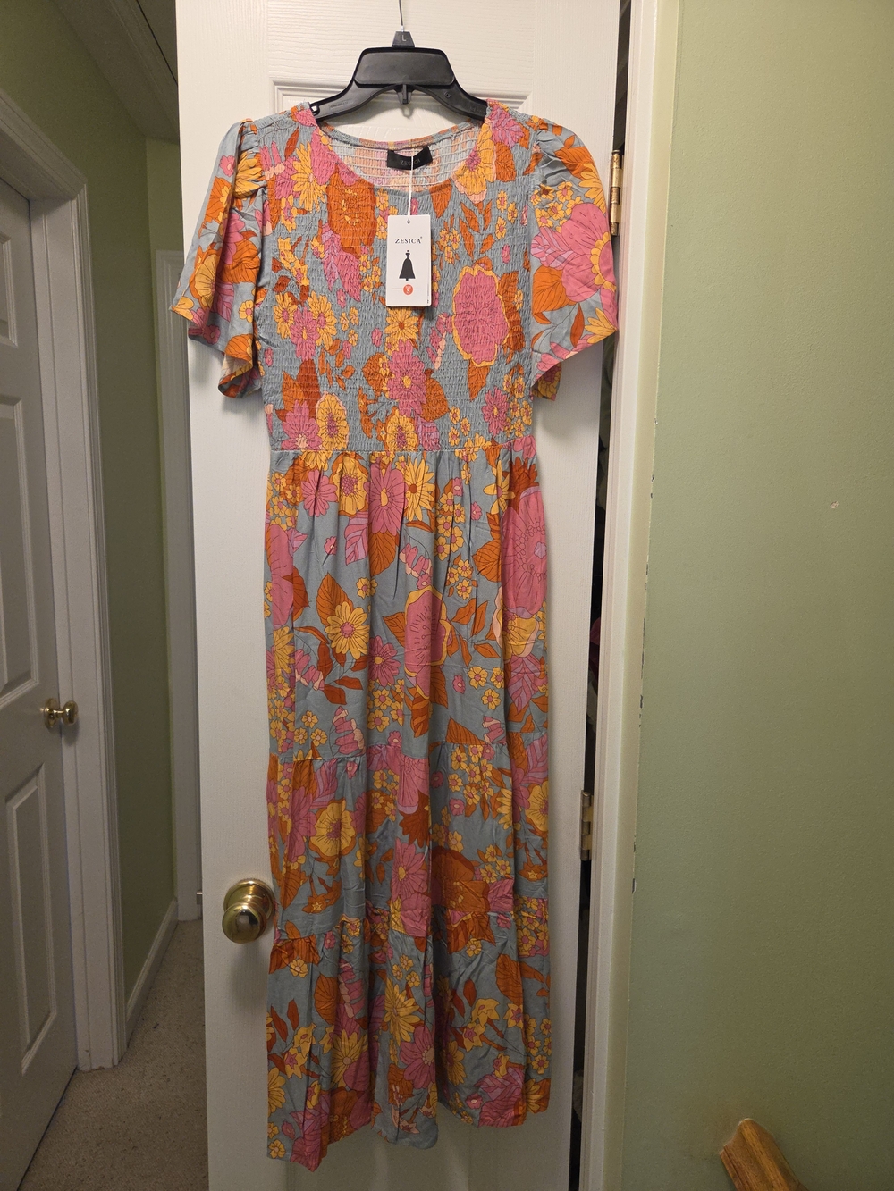 Pink & Orange Floral Midi Dress